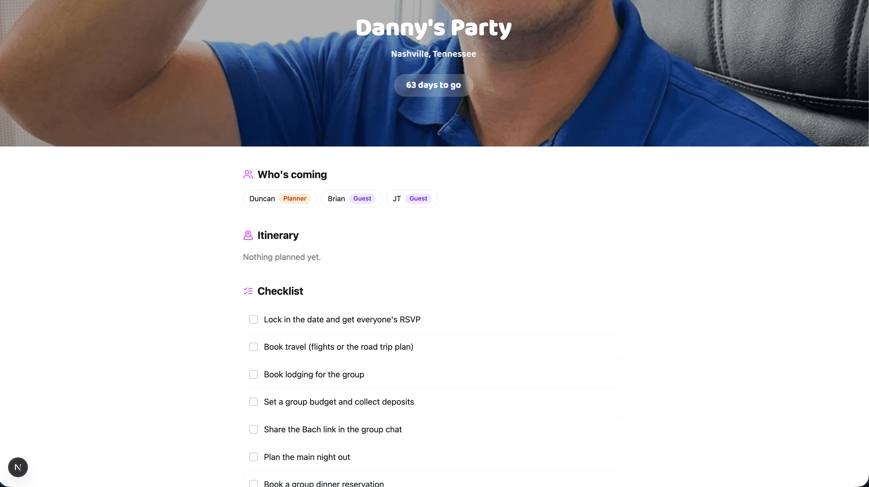 Party planning essentials in InviteQR Bach