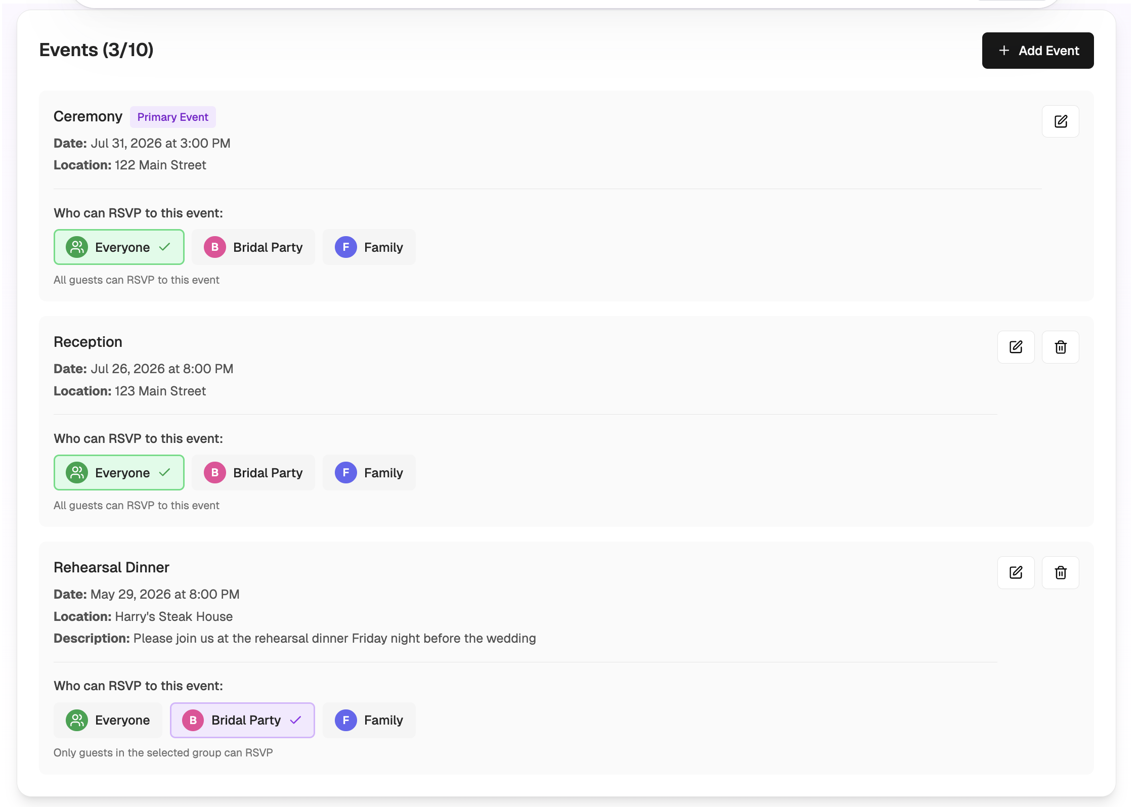 Create groups of guests for easier management